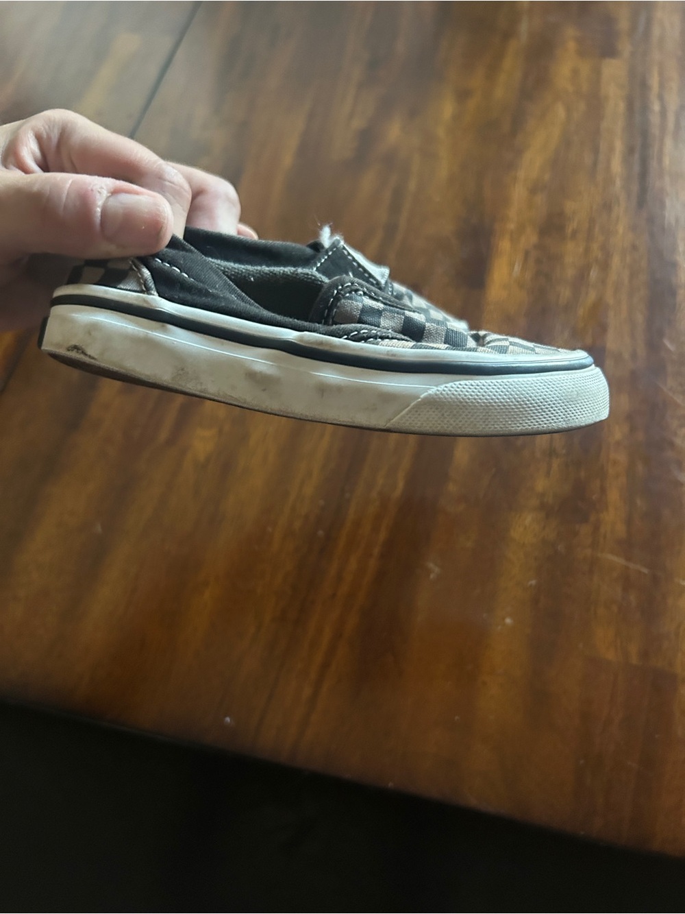 Vans Kids Checkerboard Slip-On Sneakers in Black and White - Picture 6 of 9